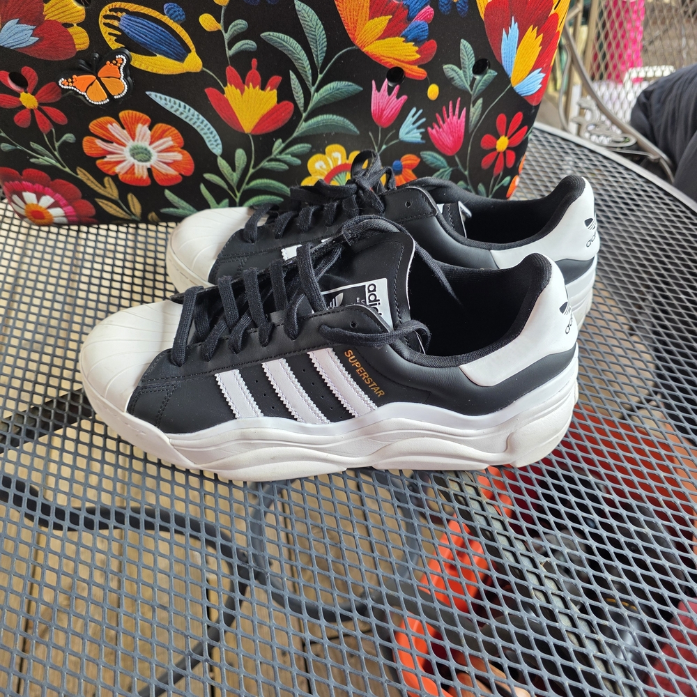 Adidas Kids Black and White Striped Sneakers